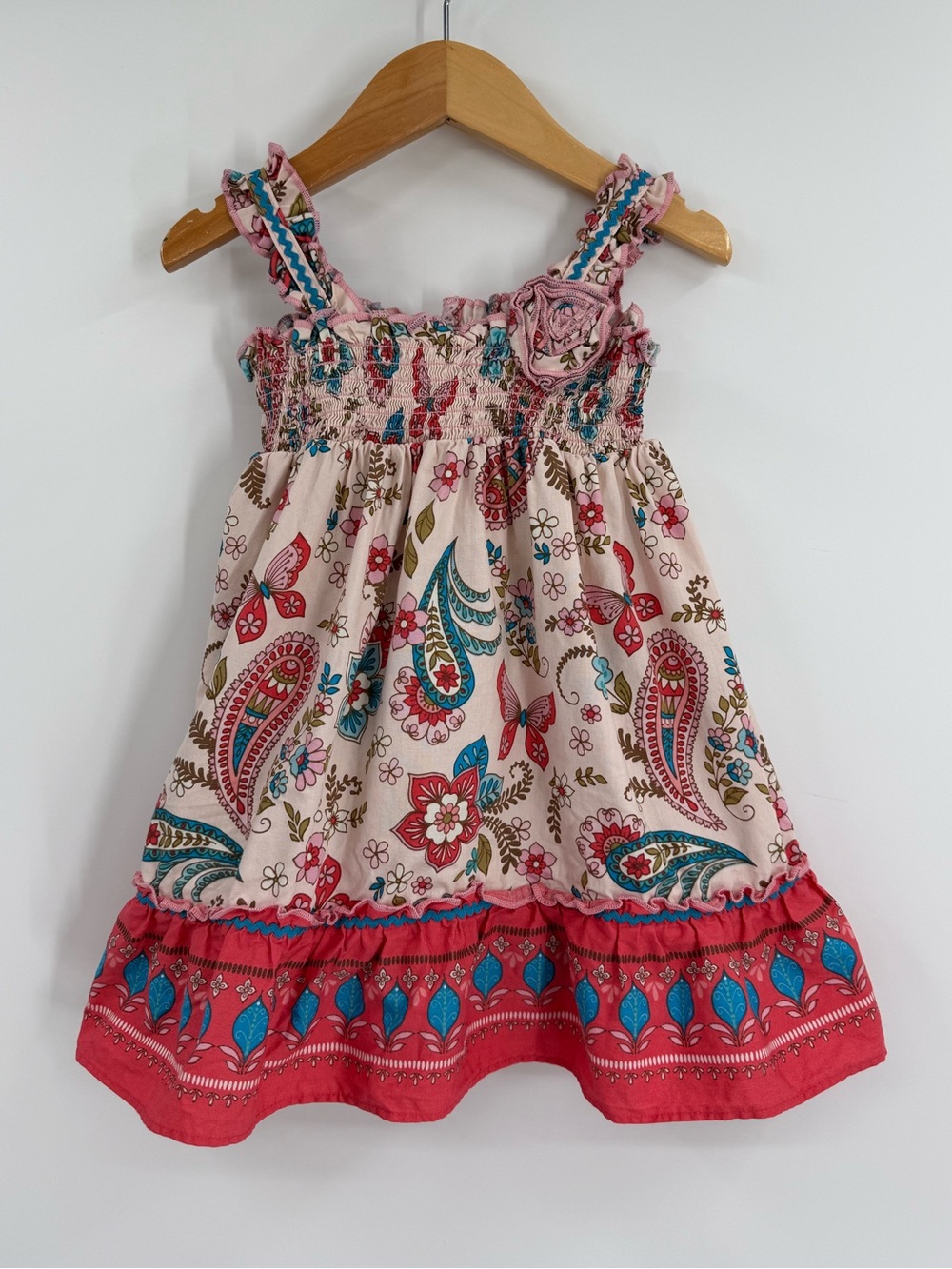 Bonnie Jean Paisley Floral Smocked Sundress | Cream Multi | 2T